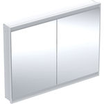 Armario con espejo Geberit ONE con ComfortLight y dos puertas, montaje empotrado, 90 cm de altura: B=120cm, Blanco / Aluminio con pintura polvo al horno